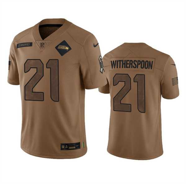 Mens Seattle Seahawks #21 Devon Witherspoon 2023 Brown Salute To Service Limited Jersey Dyin->seattle seahawks->NFL Jersey